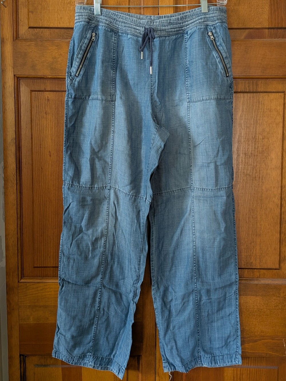 Lightweight Chambray Drawstring Pants in Faded Blue